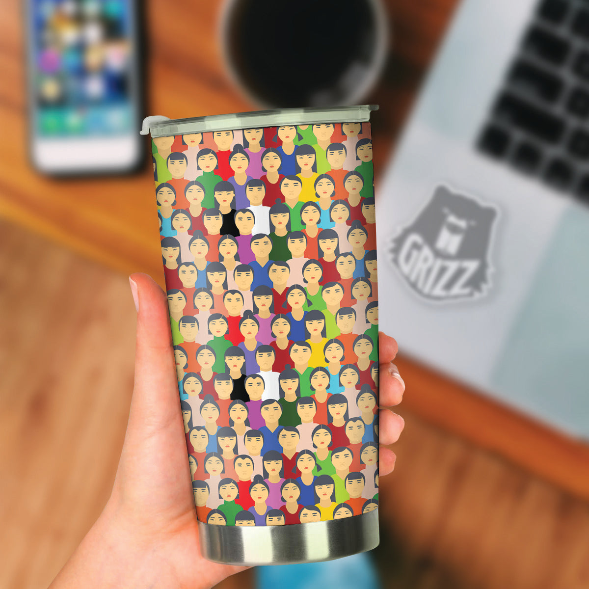 Chinese People Colorful Print Pattern Tumbler-grizzshop