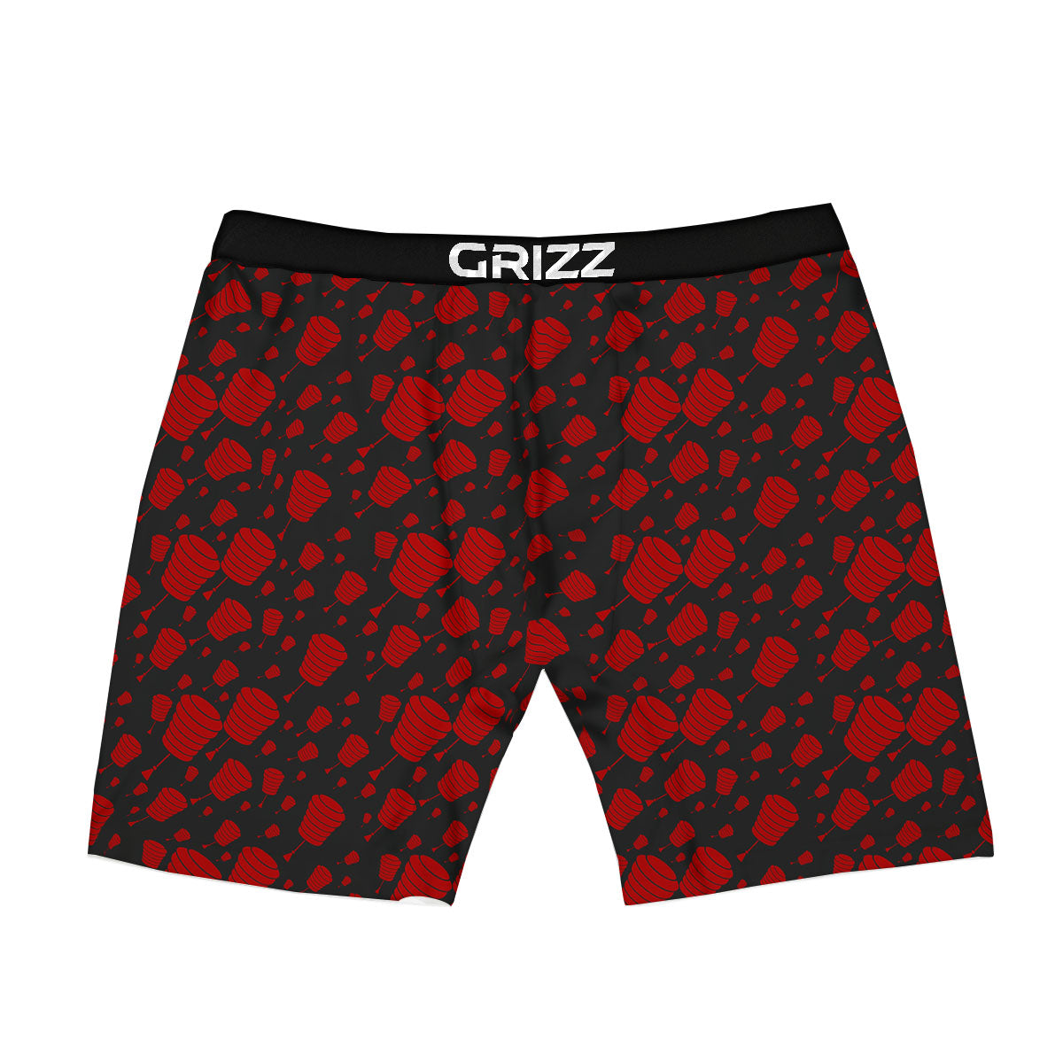 Chinese Red And Black Print Pattern Boxer Briefs-grizzshop