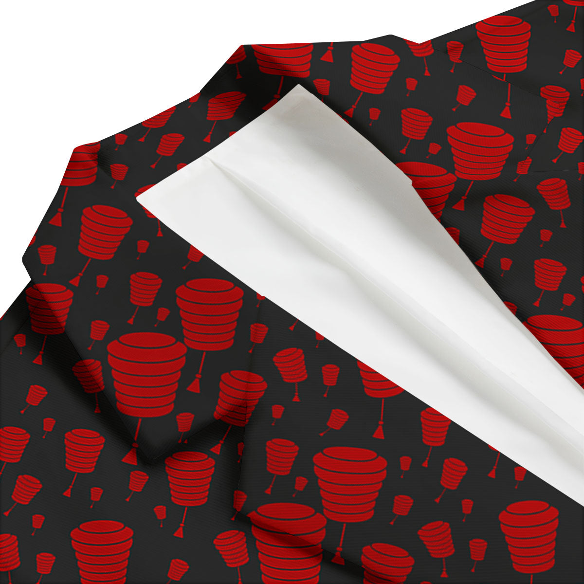 Chinese Red And Black Print Pattern Men's Blazer-grizzshop