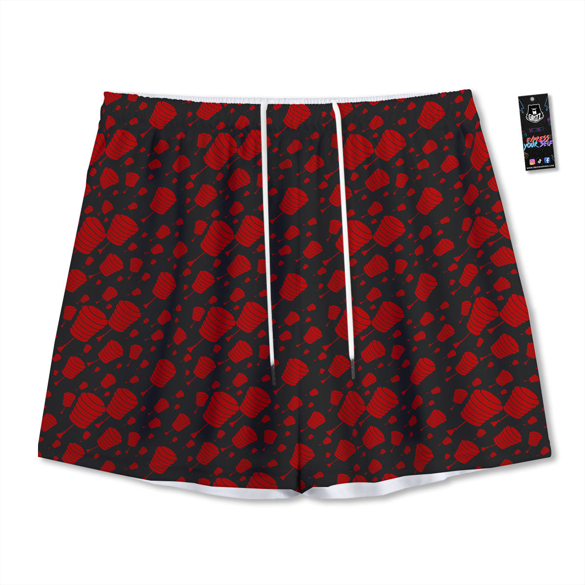 Dragonfly Green Print Pattern Mesh Shorts