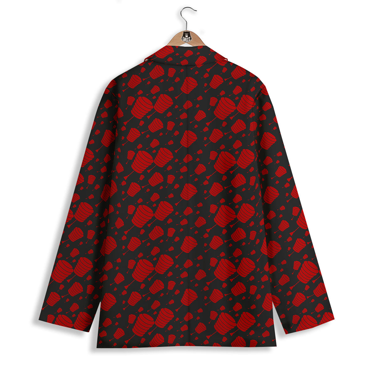 Chinese Red And Black Print Pattern Women's Blazer-grizzshop