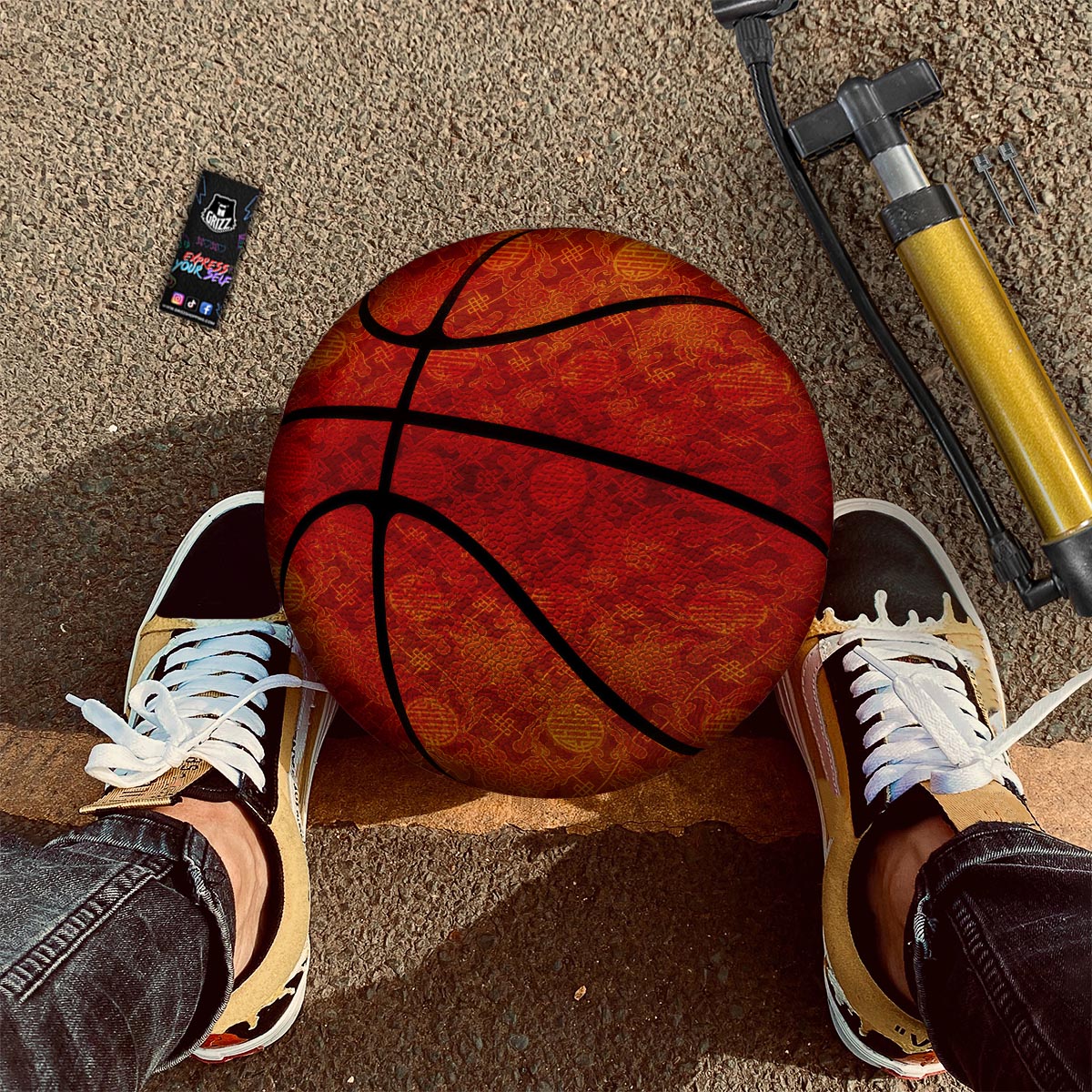 Chinese Red Print Pattern Basketball-grizzshop
