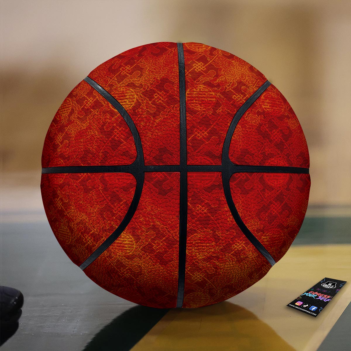 Chinese Red Print Pattern Basketball-grizzshop