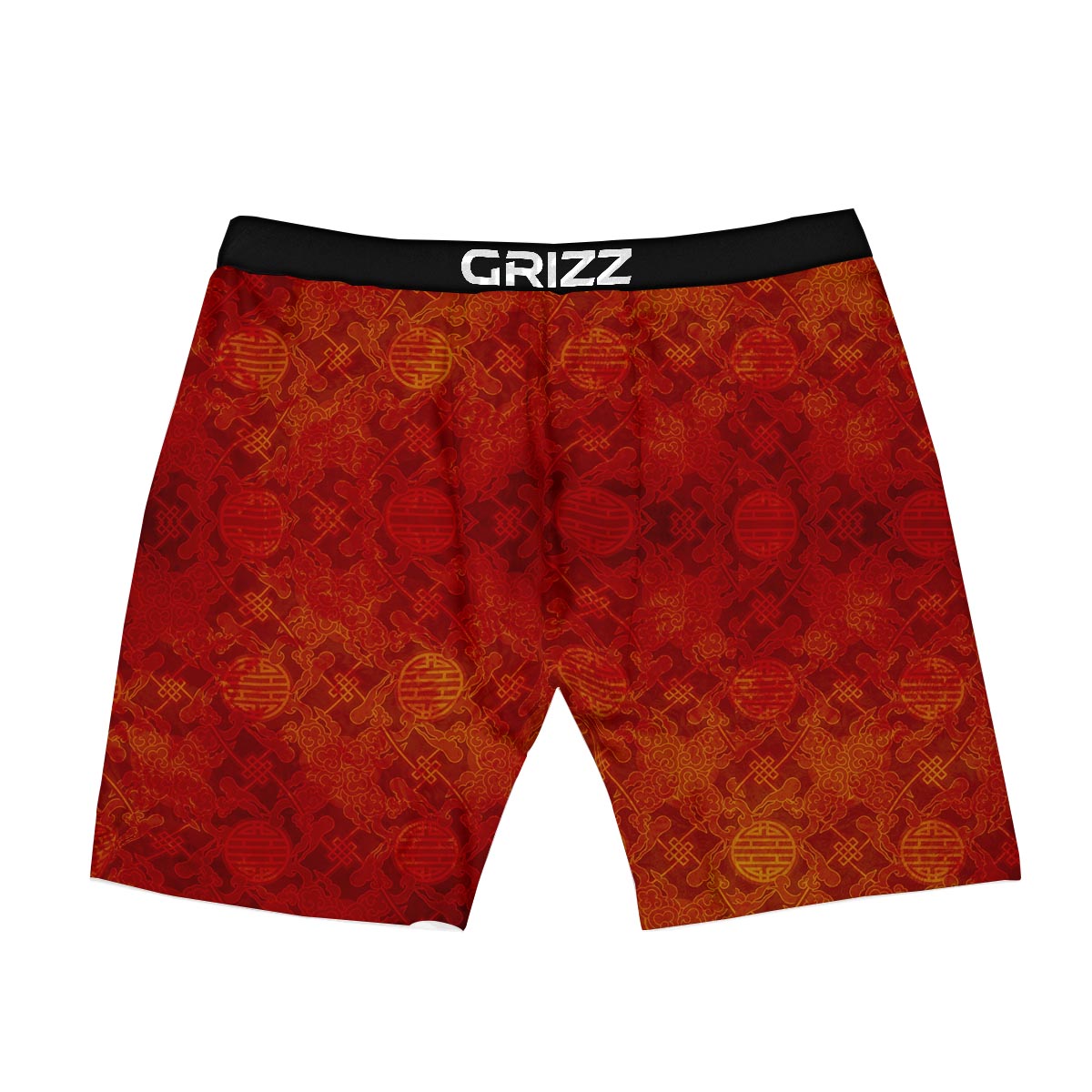 Chinese Red Print Pattern Boxer Briefs-grizzshop