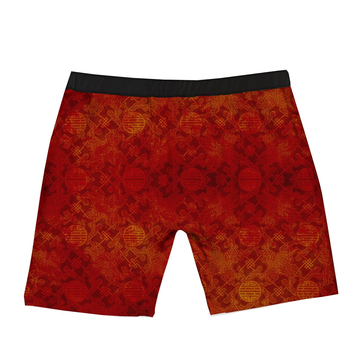 Chinese Red Print Pattern Boxer Briefs-grizzshop