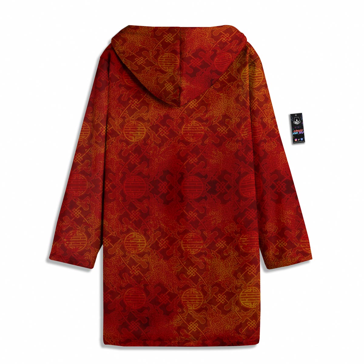 Chinese Red Print Pattern Men's Windbreaker Jacket-grizzshop