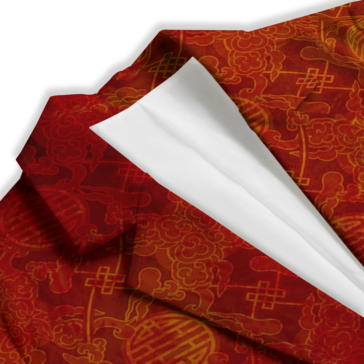 Chinese Red Print Pattern Women's Blazer-grizzshop