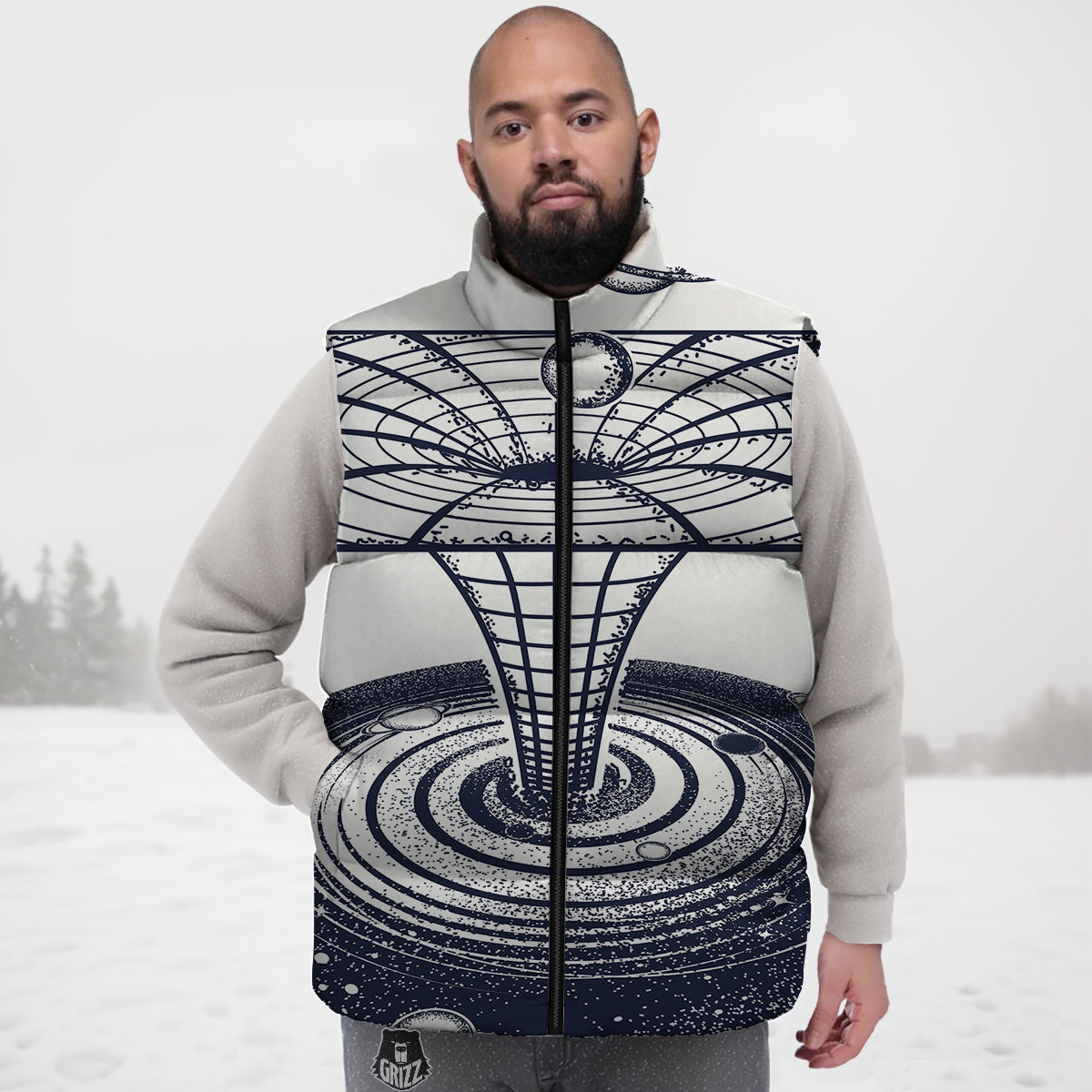 Chinese Wave Dragon Pattern Print Down Vest