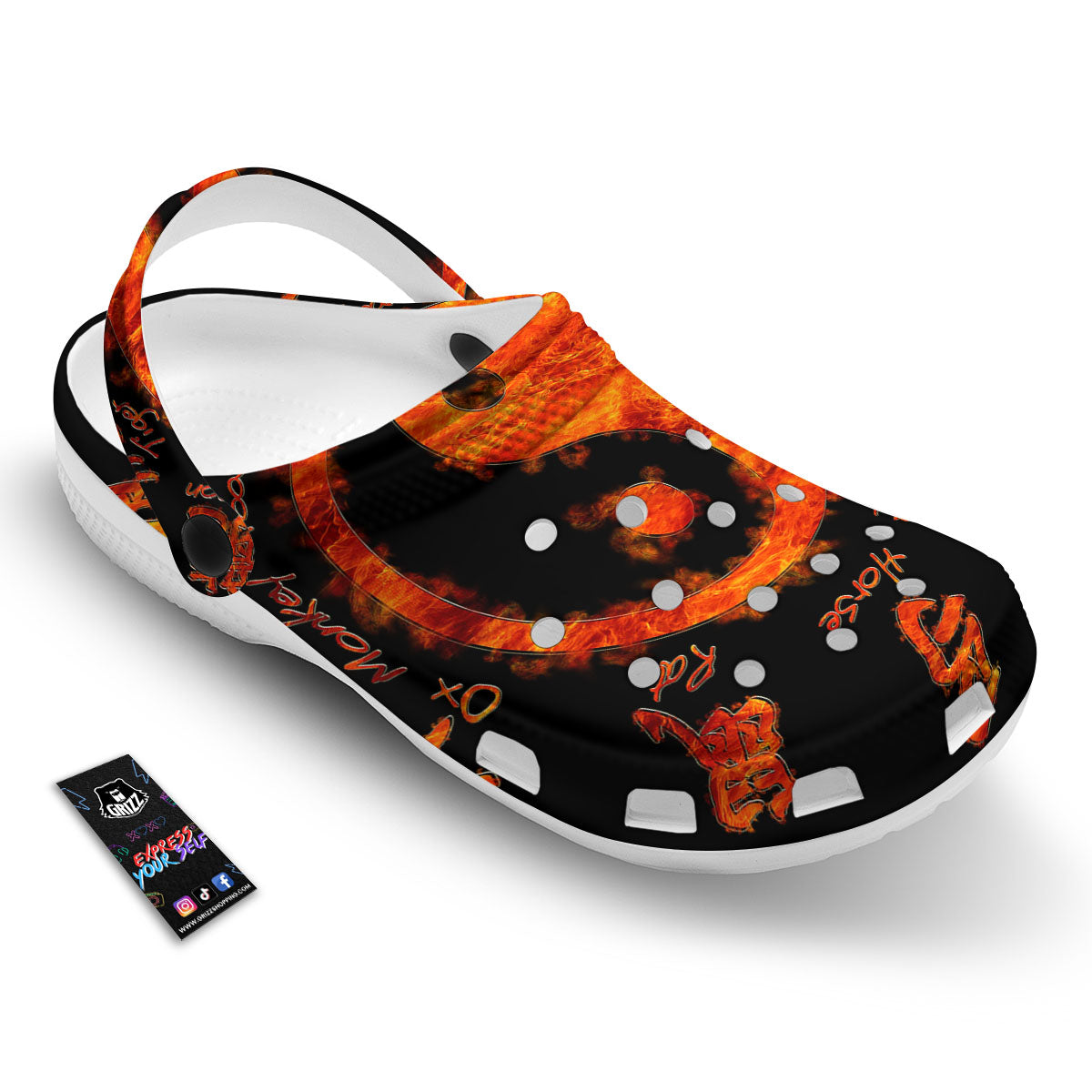 Chinese Zodiac Fire Yin Yang Print Clog-grizzshop