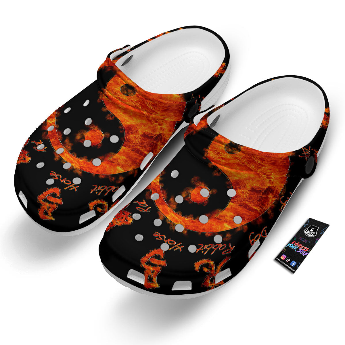 Chinese Zodiac Fire Yin Yang Print Clog-grizzshop