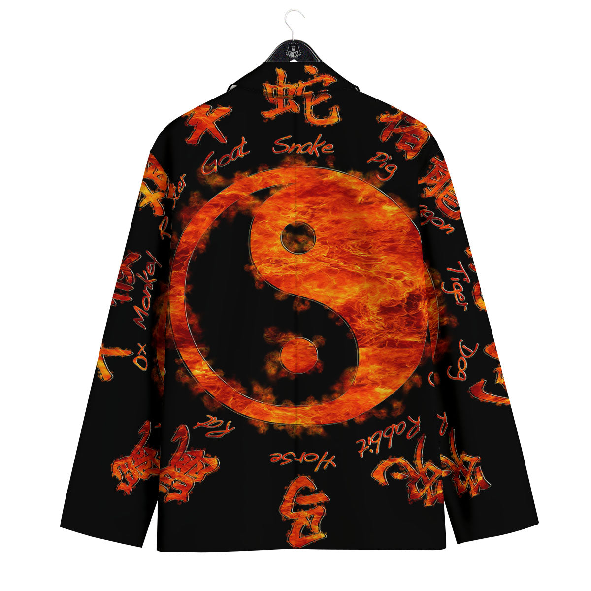 Chinese Zodiac Fire Yin Yang Print Men's Sport Coat-grizzshop