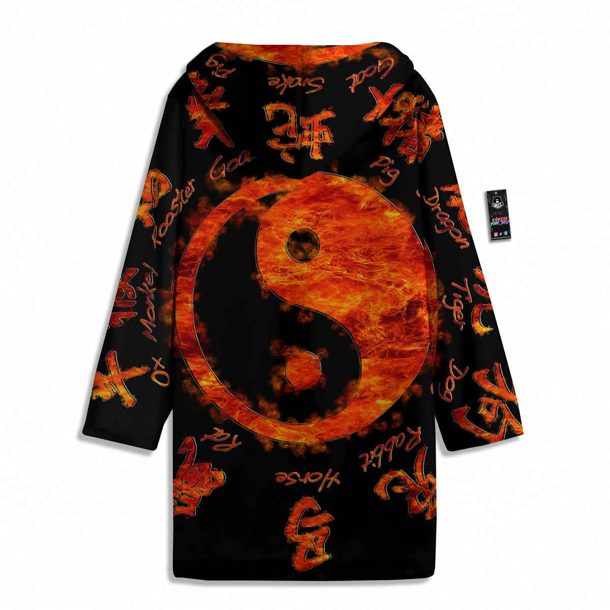 Chinese Zodiac Fire Yin Yang Print Men's Windbreaker Jacket-grizzshop