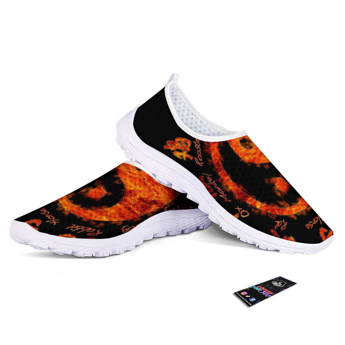 Chinese Zodiac Fire Yin Yang Print Nurse Shoes-grizzshop