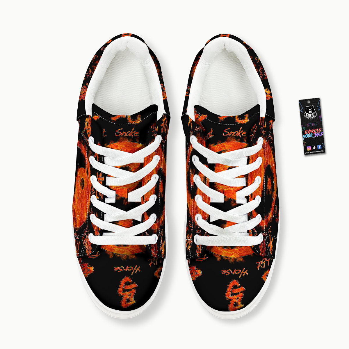 Chinese Zodiac Fire Yin Yang Print Platform Shoes-grizzshop