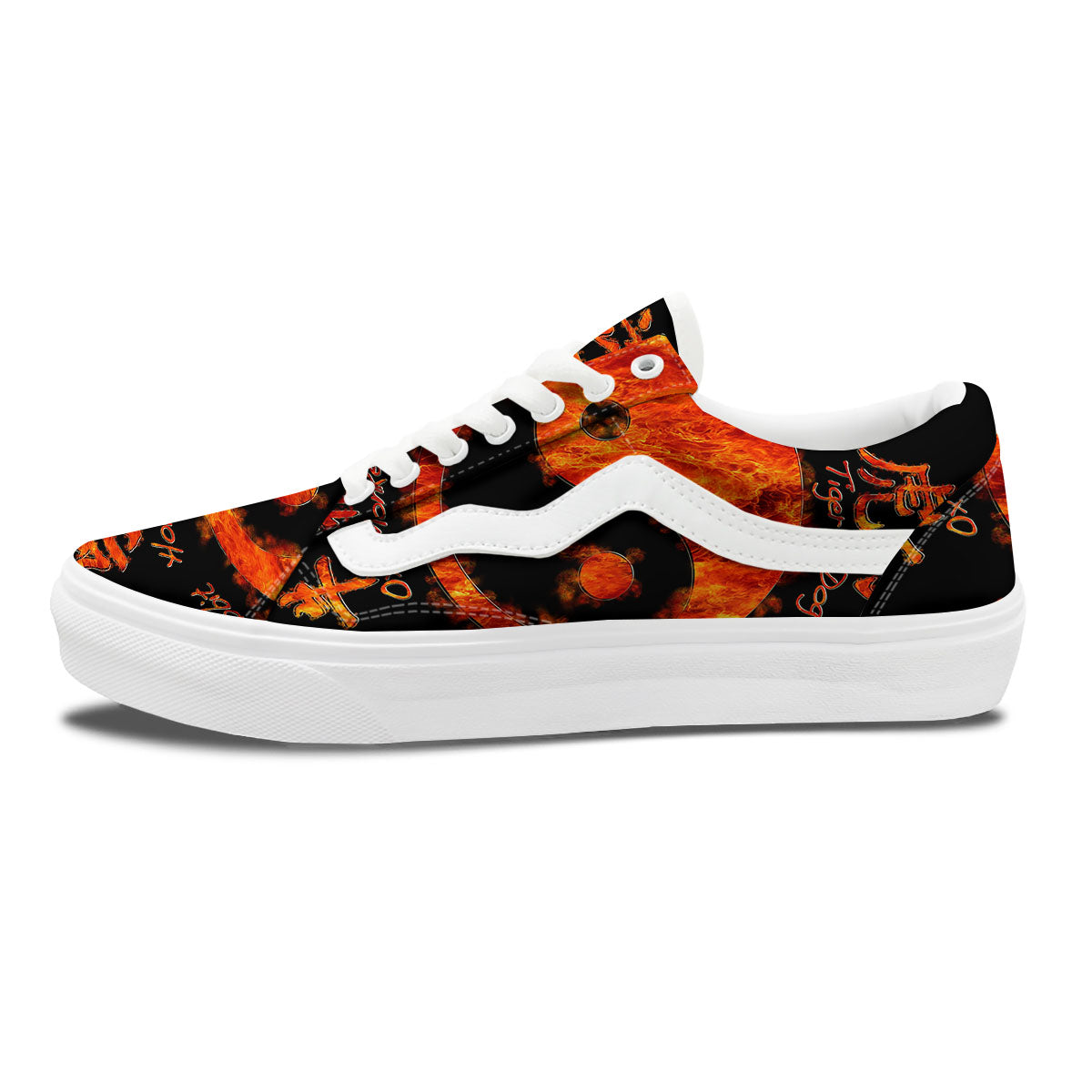 Chinese Zodiac Fire Yin Yang Print Skate Shoes-grizzshop