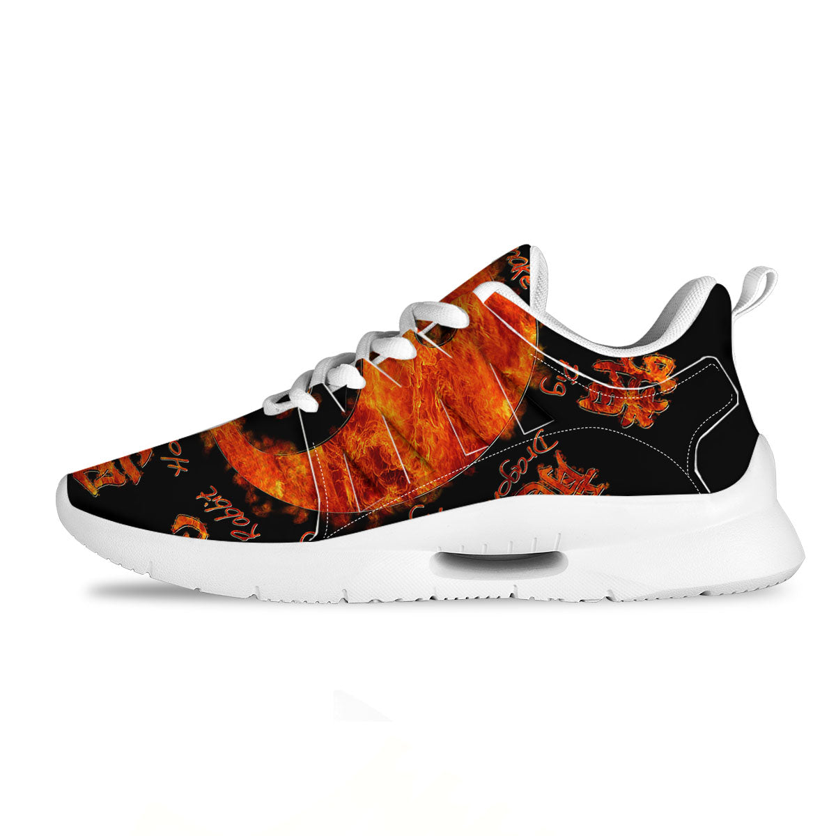 Chinese Zodiac Fire Yin Yang Print Tennis Shoes-grizzshop