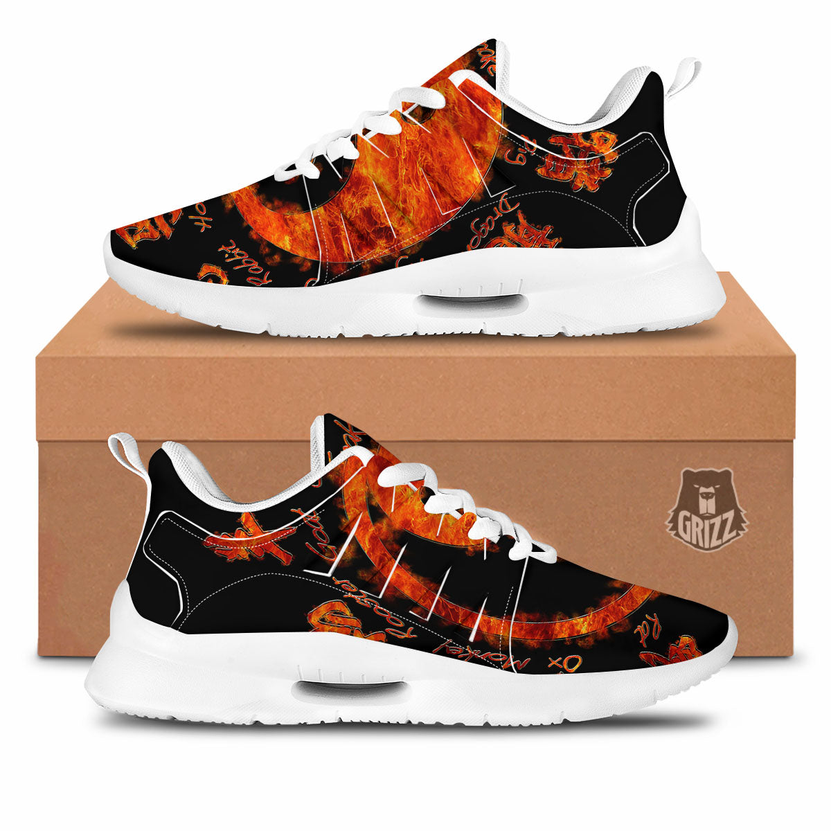 Chinese Zodiac Fire Yin Yang Print Tennis Shoes-grizzshop
