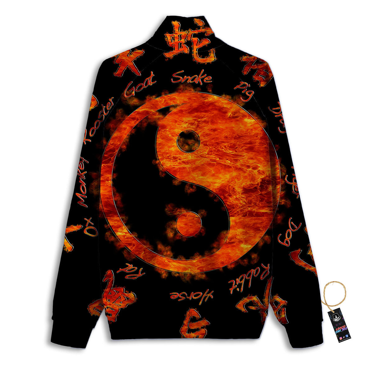 Chinese Zodiac Fire Yin Yang Print Track Jacket-grizzshop