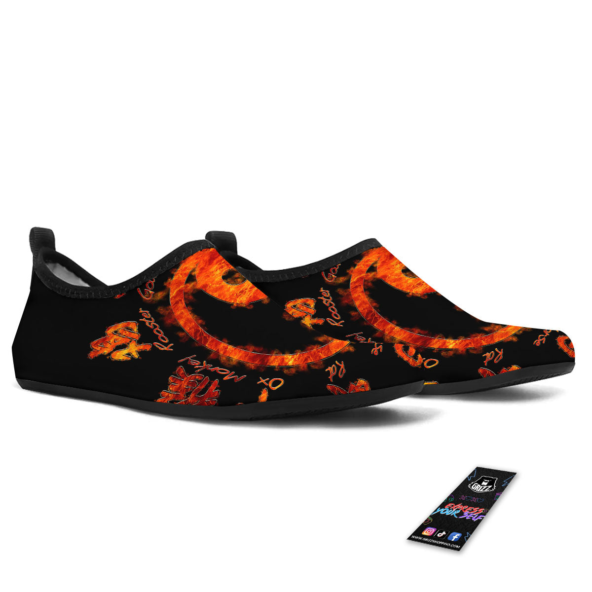 Chinese Zodiac Fire Yin Yang Print Water Shoes-grizzshop