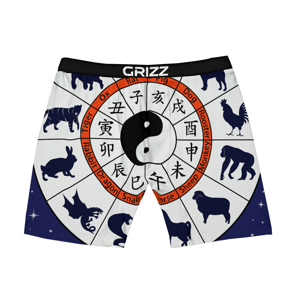 Chinese Zodiac Signs Yin Yang Print Boxer Briefs-grizzshop