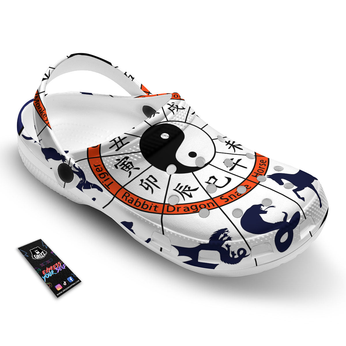 Chinese Zodiac Signs Yin Yang Print Clog-grizzshop