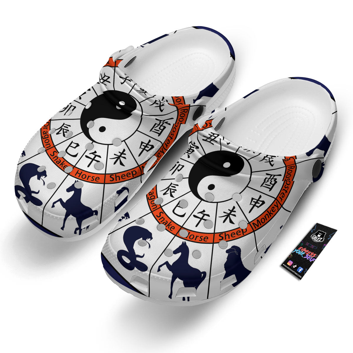Chinese Zodiac Signs Yin Yang Print Clog-grizzshop