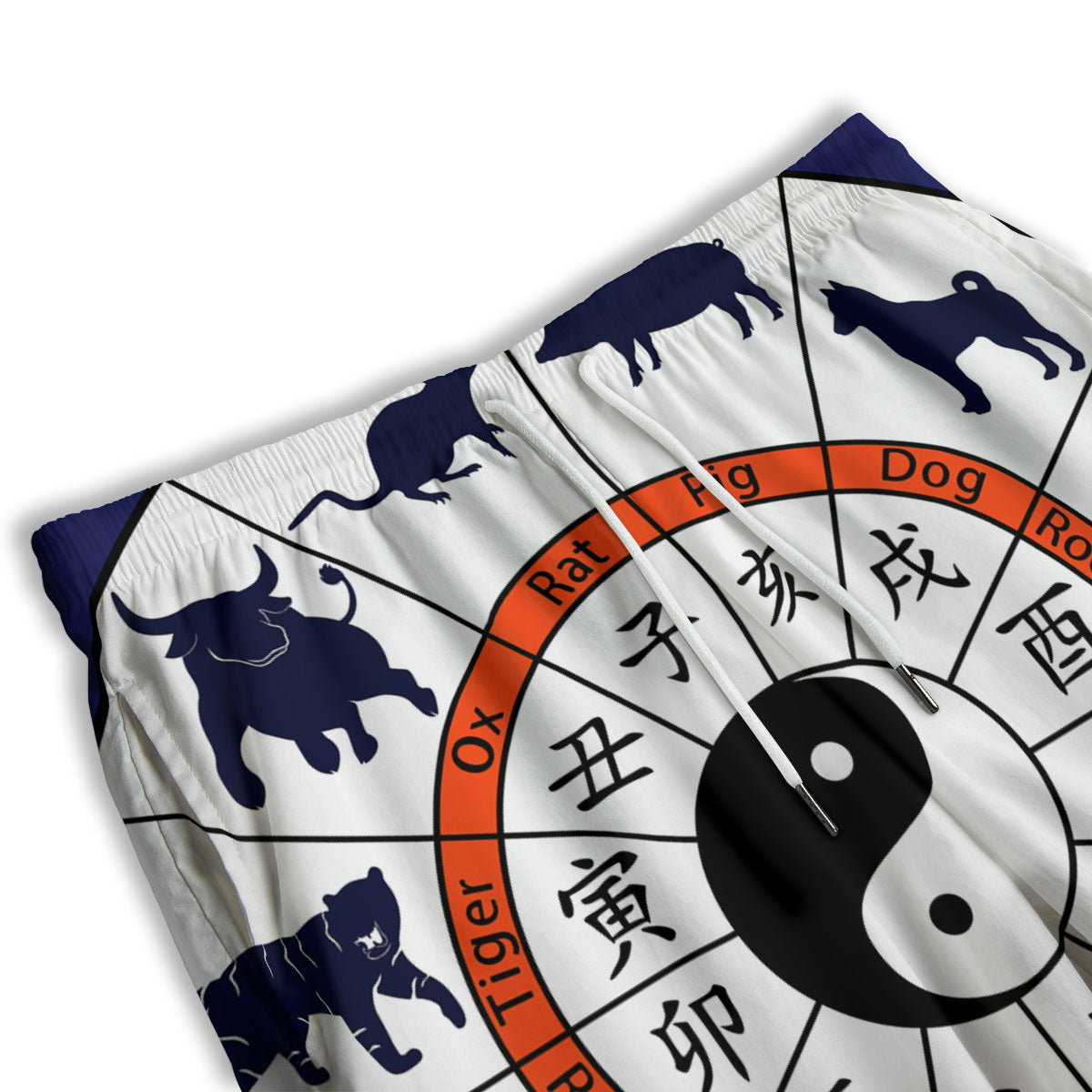 Chinese Zodiac Signs Yin Yang Print Men's Athletic Shorts