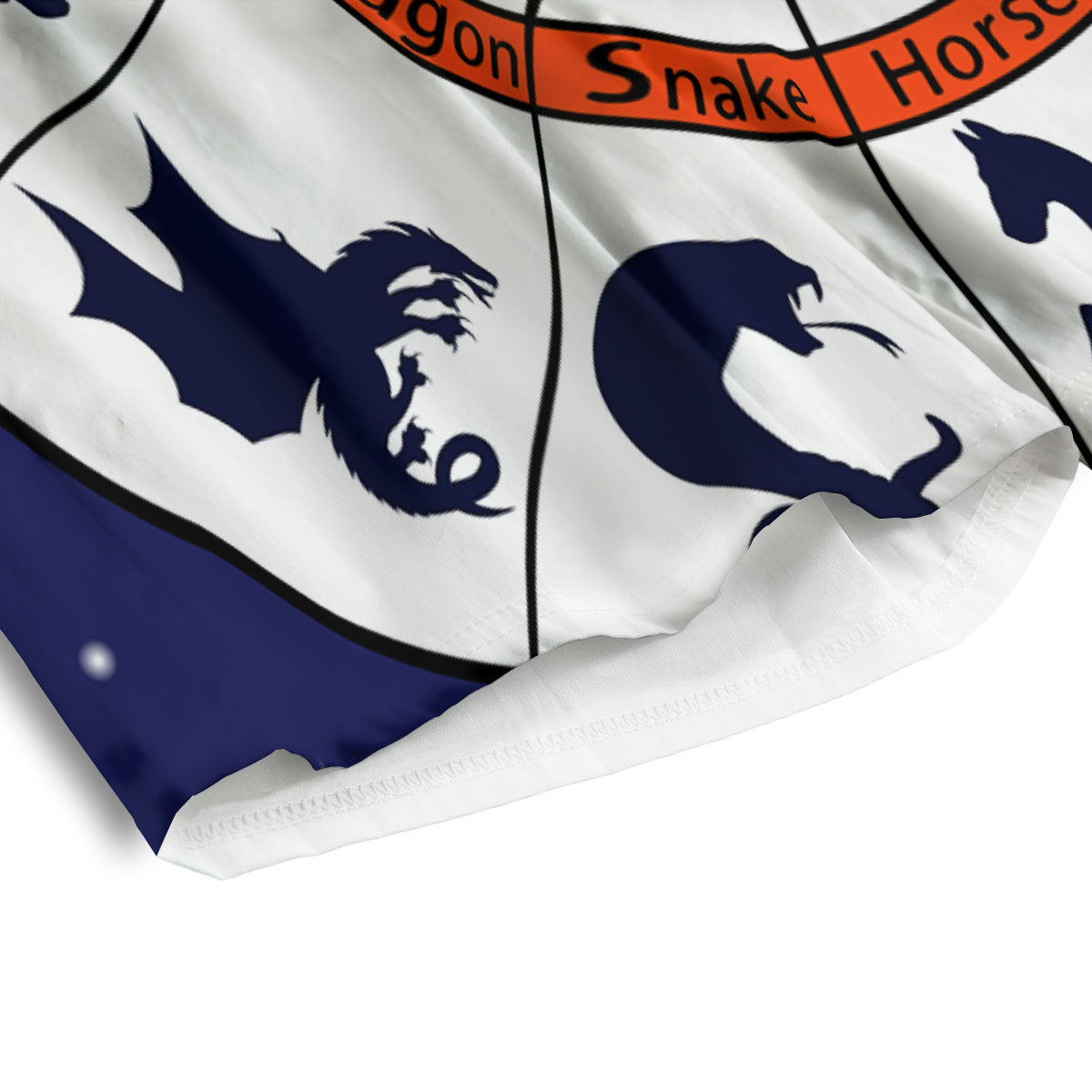 Chinese Zodiac Signs Yin Yang Print Men's Athletic Shorts