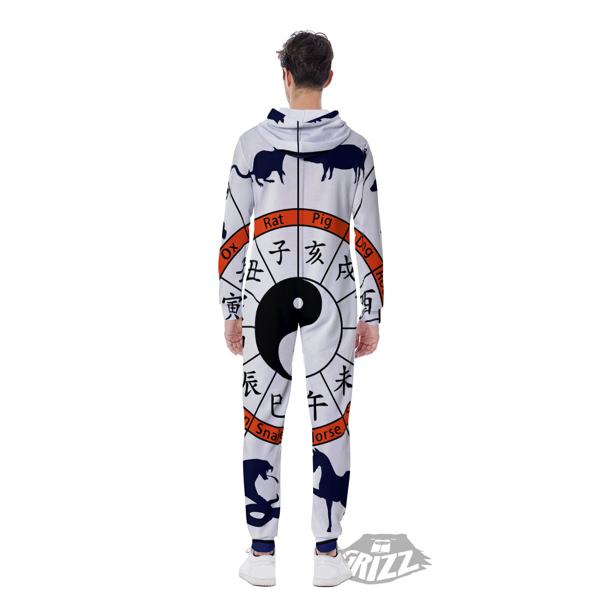 Chinese Zodiac Signs Yin Yang Print Men's Jumpsuit-grizzshop