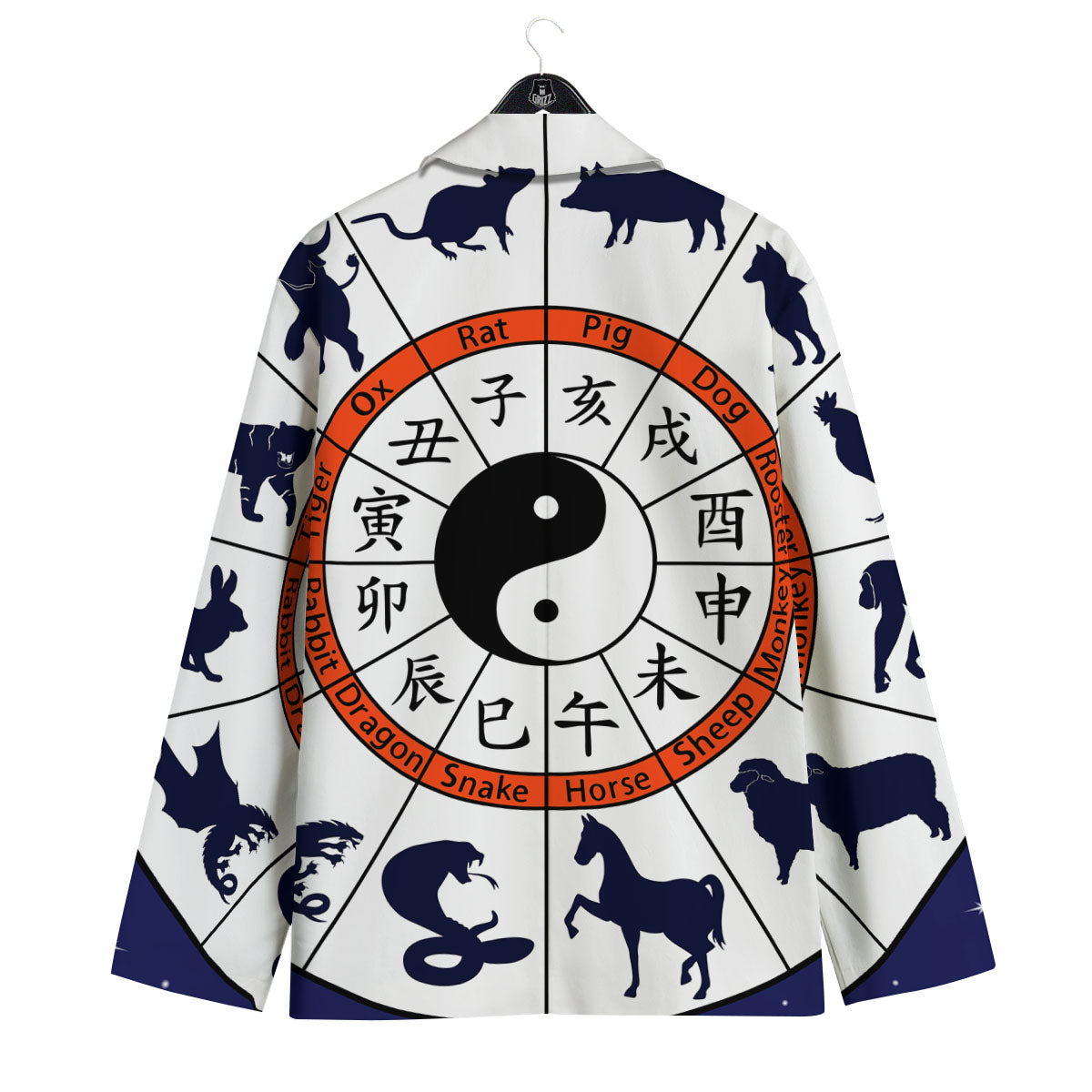 Chinese Zodiac Signs Yin Yang Print Men's Sport Coat-grizzshop