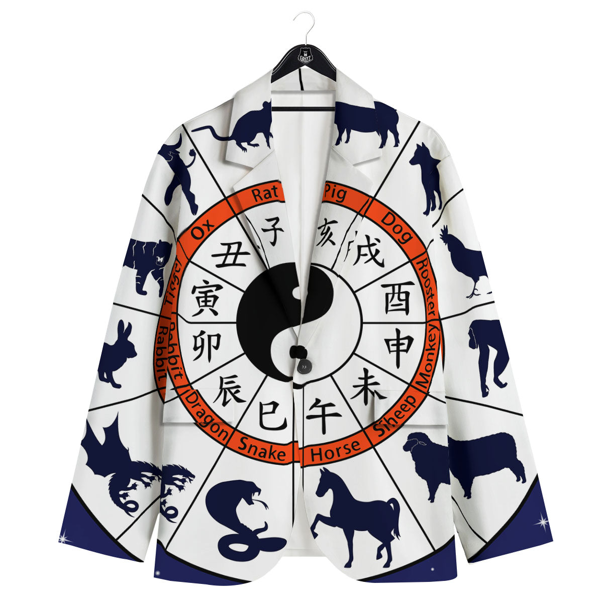 Chinese Zodiac Signs Yin Yang Print Men's Sport Coat-grizzshop