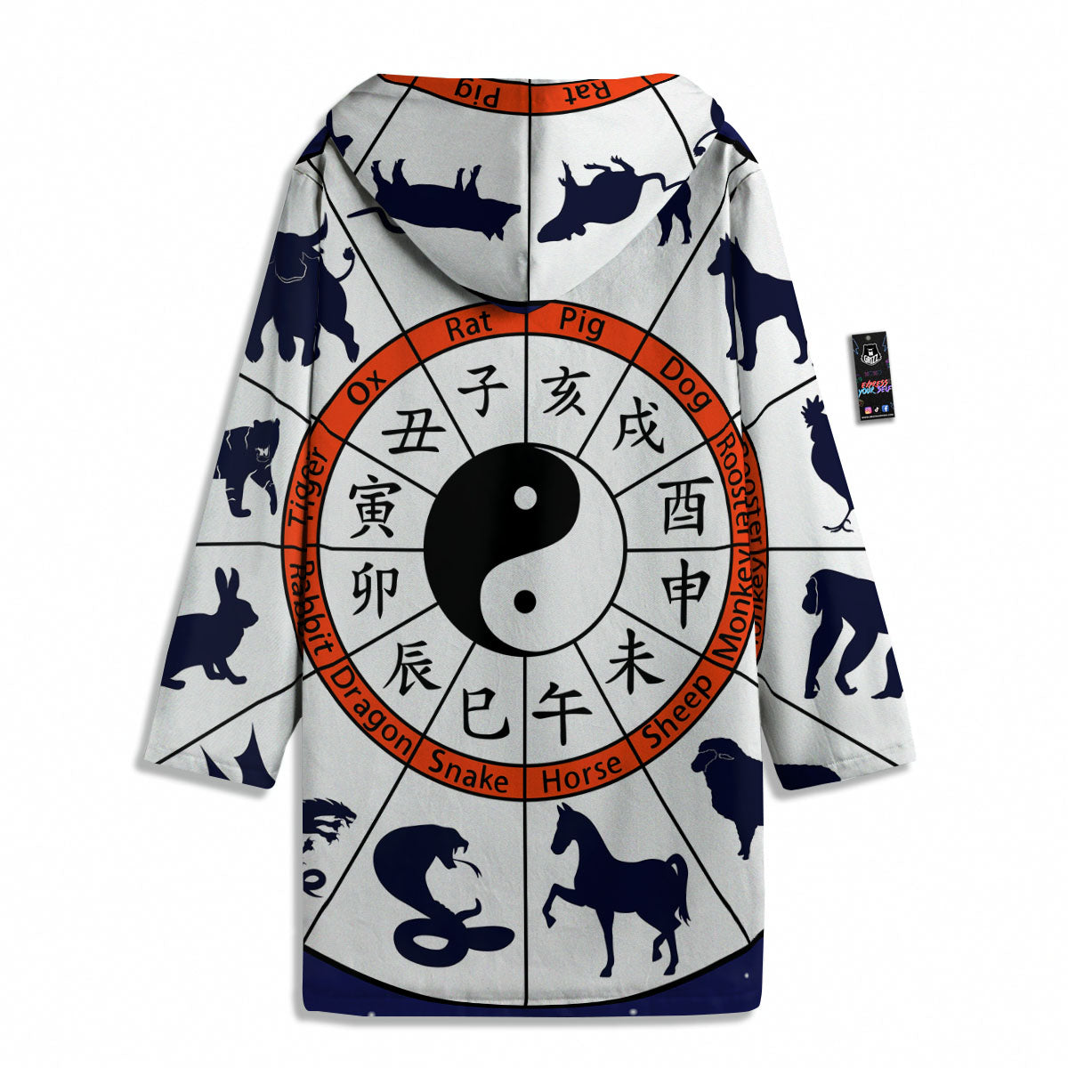 Chinese Zodiac Signs Yin Yang Print Men's Windbreaker Jacket-grizzshop