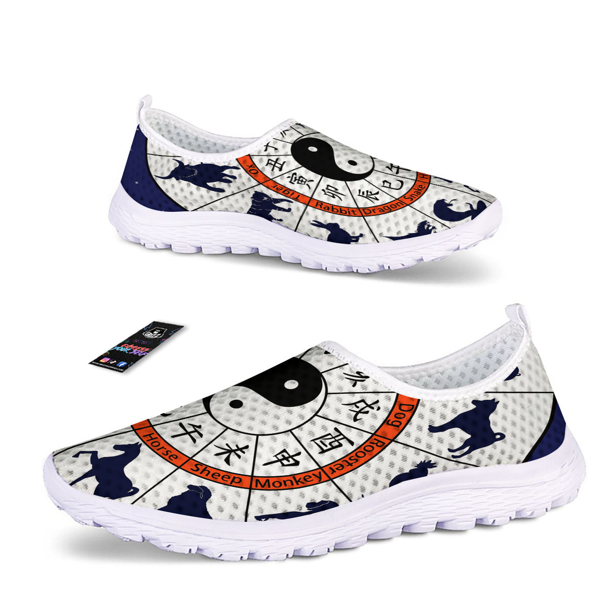 Chinese Zodiac Signs Yin Yang Print Nurse Shoes-grizzshop