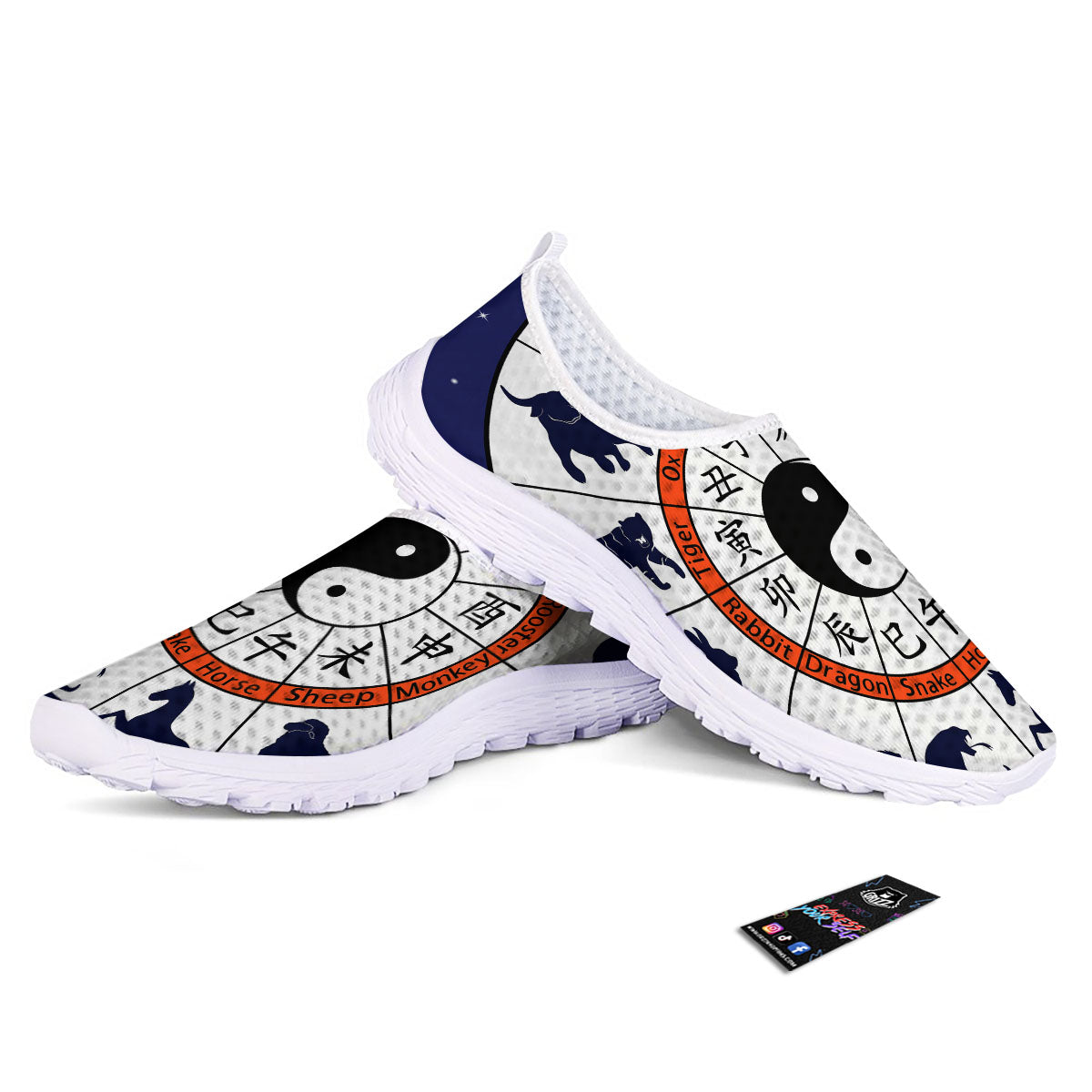 Chinese Zodiac Signs Yin Yang Print Nurse Shoes-grizzshop