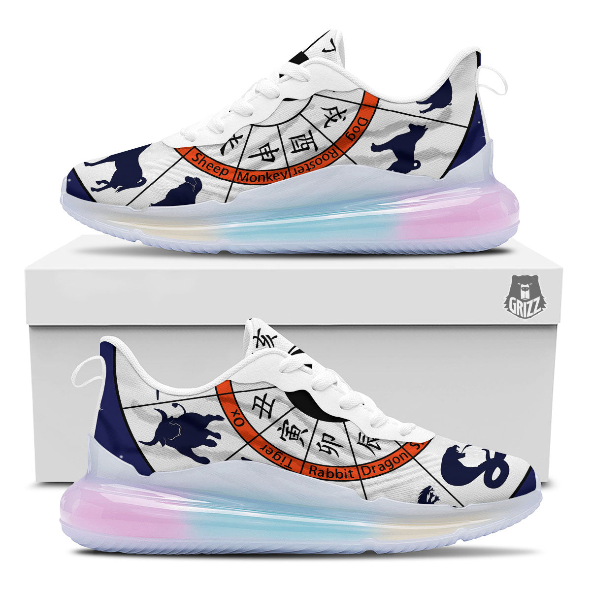 Chinese Zodiac Signs Yin Yang Print Running Sneakers-grizzshop