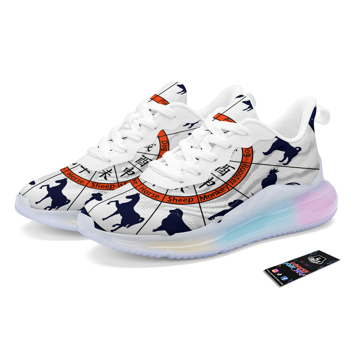 Chinese Zodiac Signs Yin Yang Print Running Sneakers-grizzshop