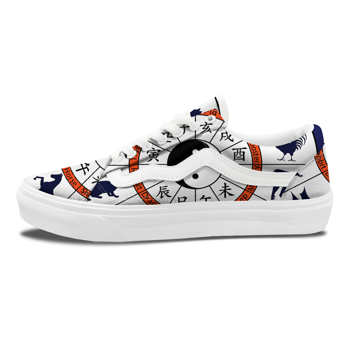 Chinese Zodiac Signs Yin Yang Print Skate Shoes-grizzshop