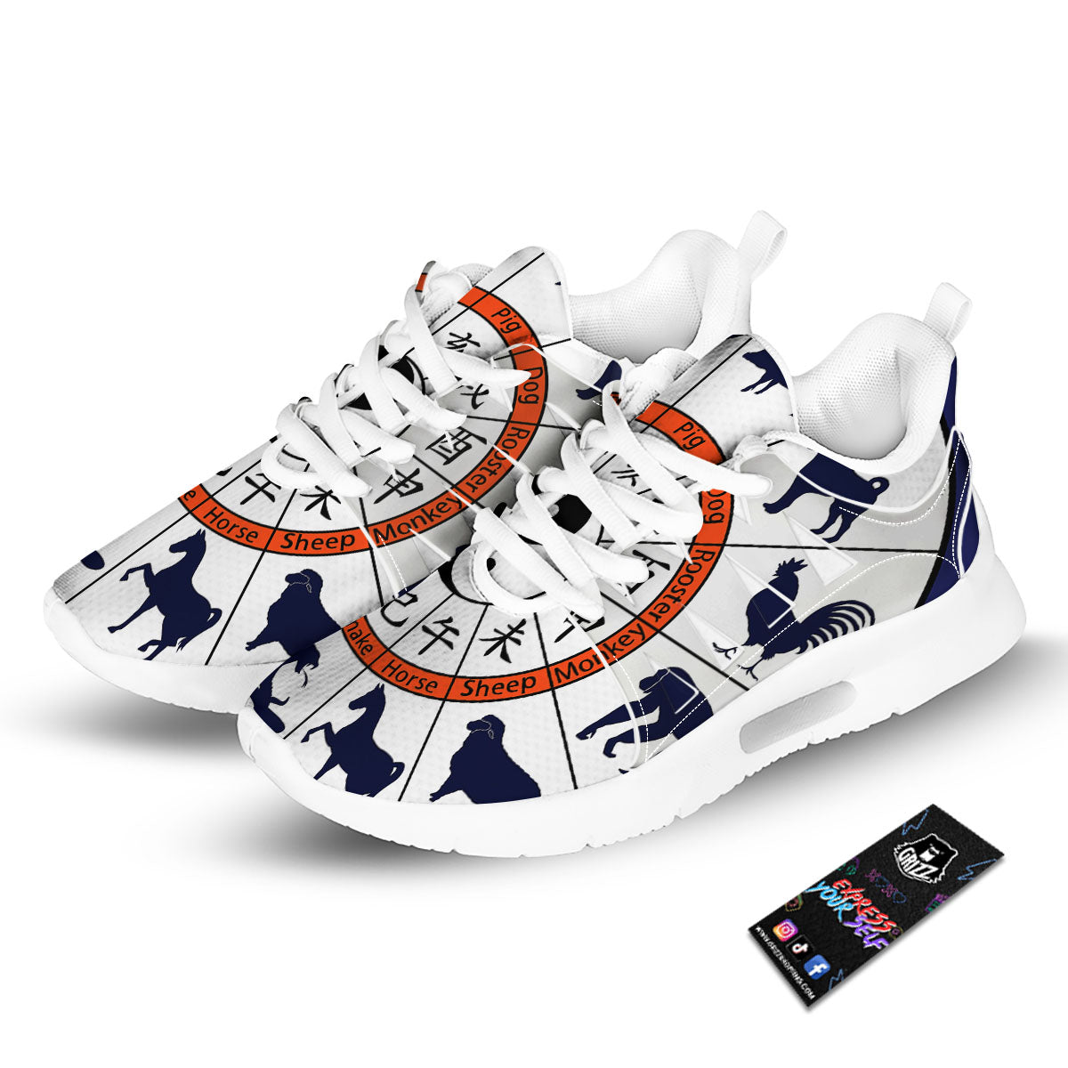 Chinese Zodiac Signs Yin Yang Print Tennis Shoes-grizzshop