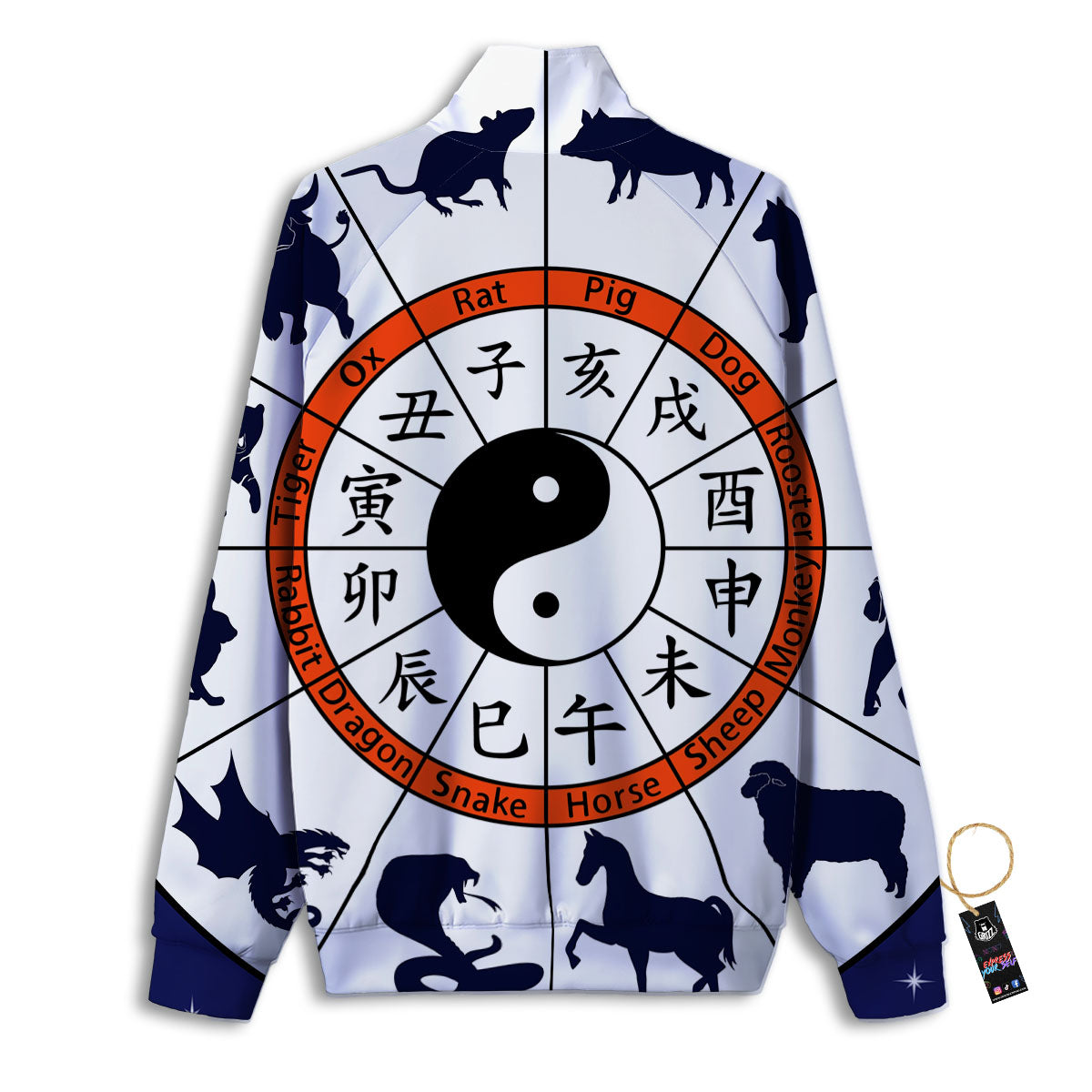 Chinese Zodiac Signs Yin Yang Print Track Jacket-grizzshop