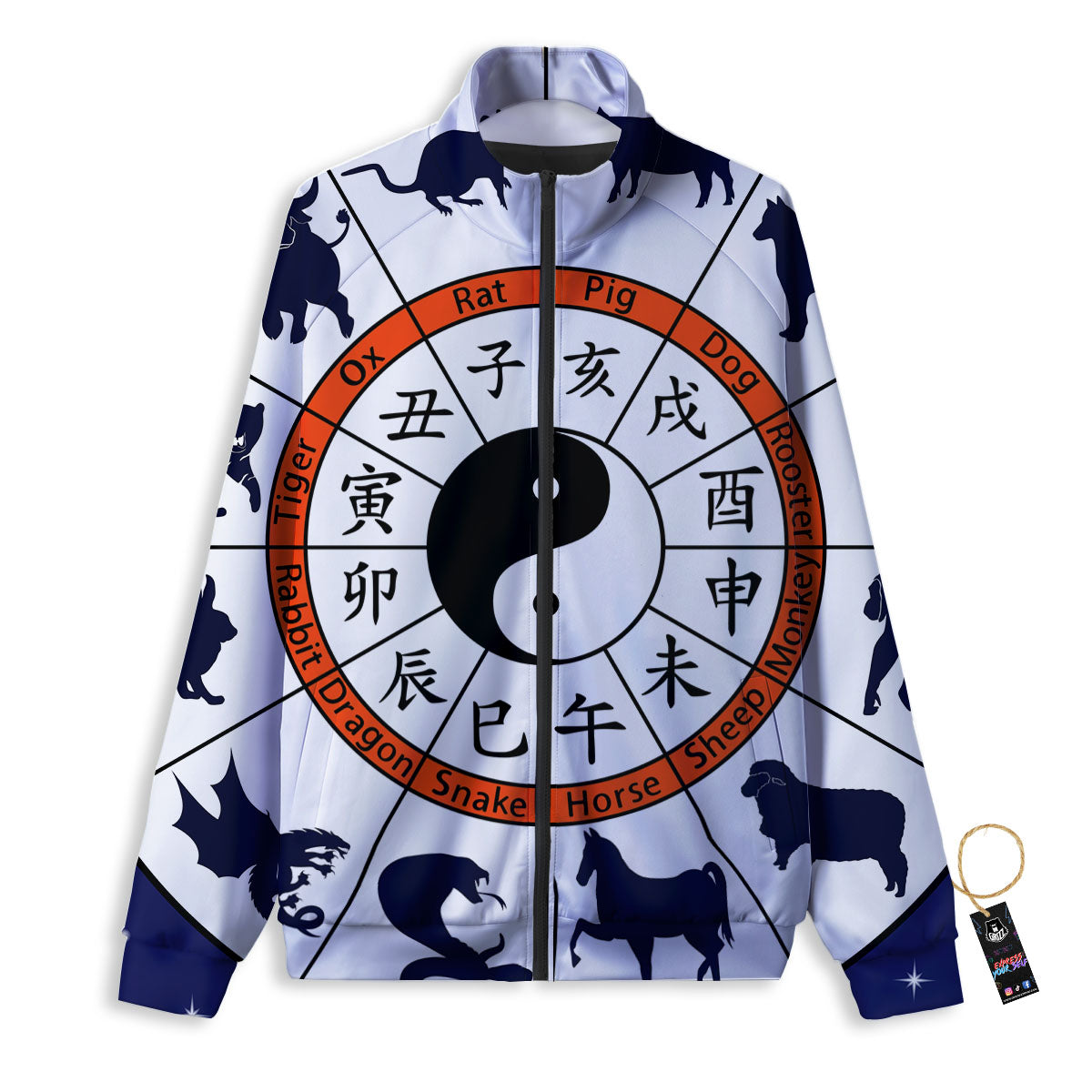 Chinese Zodiac Signs Yin Yang Print Track Jacket-grizzshop