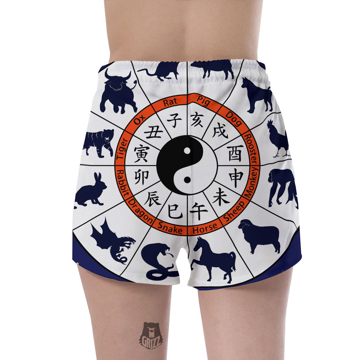 Chinese Zodiac Signs Yin Yang Print Women's Shorts-grizzshop