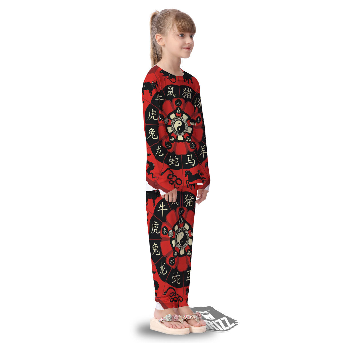 Chinese Zodiac Wheel Yin Yang Print Kid's Pajamas-grizzshop