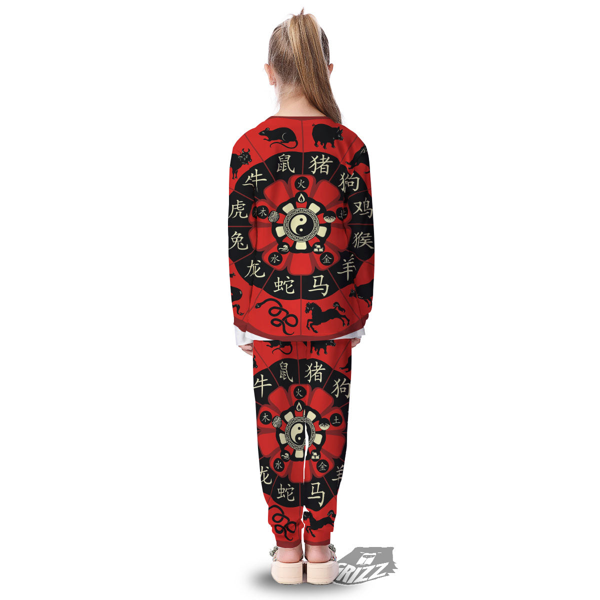 Chinese Zodiac Wheel Yin Yang Print Kid's Pajamas-grizzshop