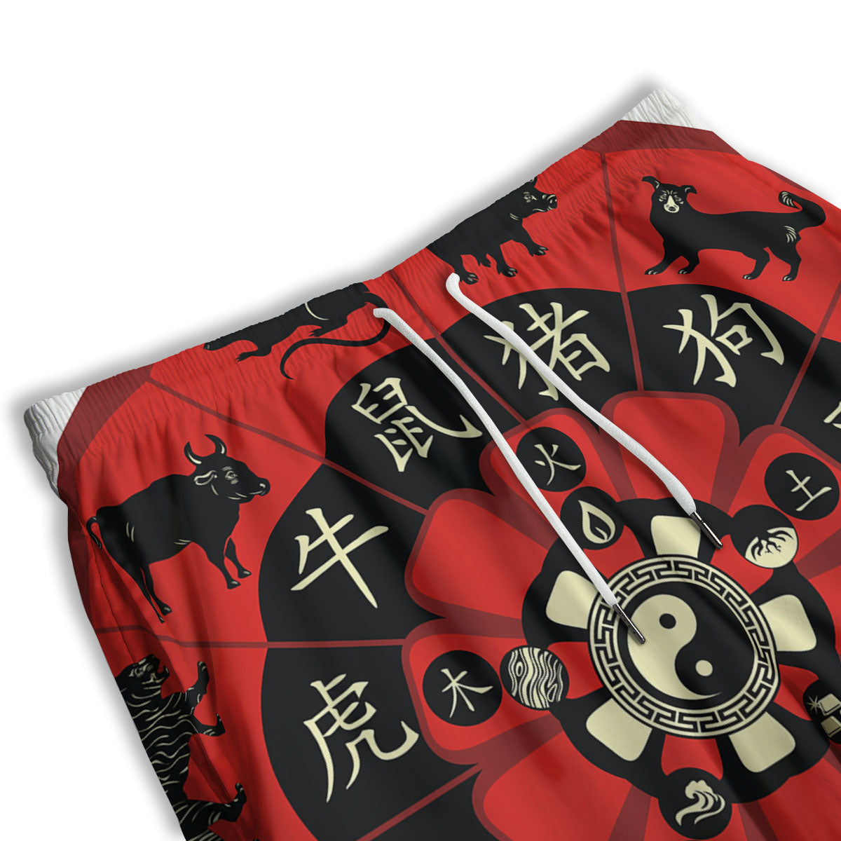 Chinese Zodiac Wheel Yin Yang Print Men's Athletic Shorts