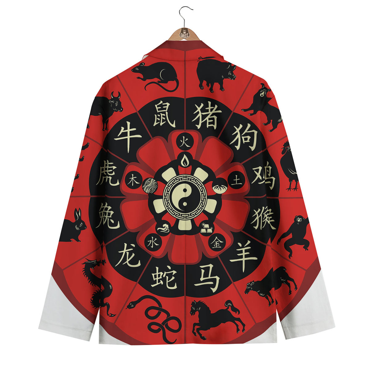 Chinese Zodiac Wheel Yin Yang Print Men's Blazer-grizzshop