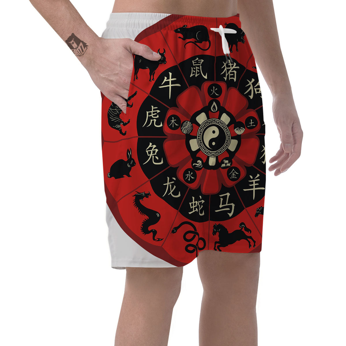 Chinese Zodiac Wheel Yin Yang Print Men's Shorts-grizzshop