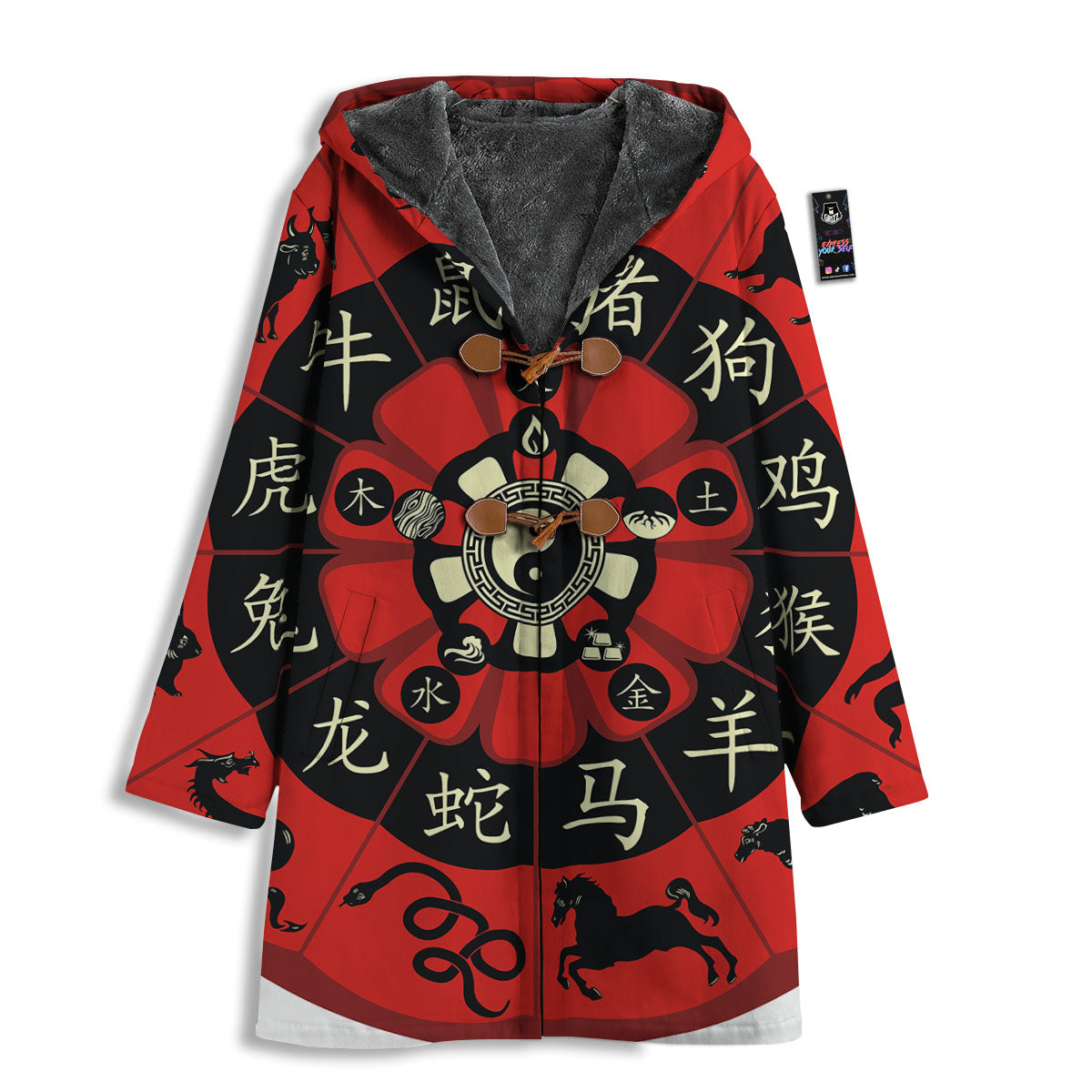 Chinese Zodiac Wheel Yin Yang Print Men's Windbreaker Jacket-grizzshop