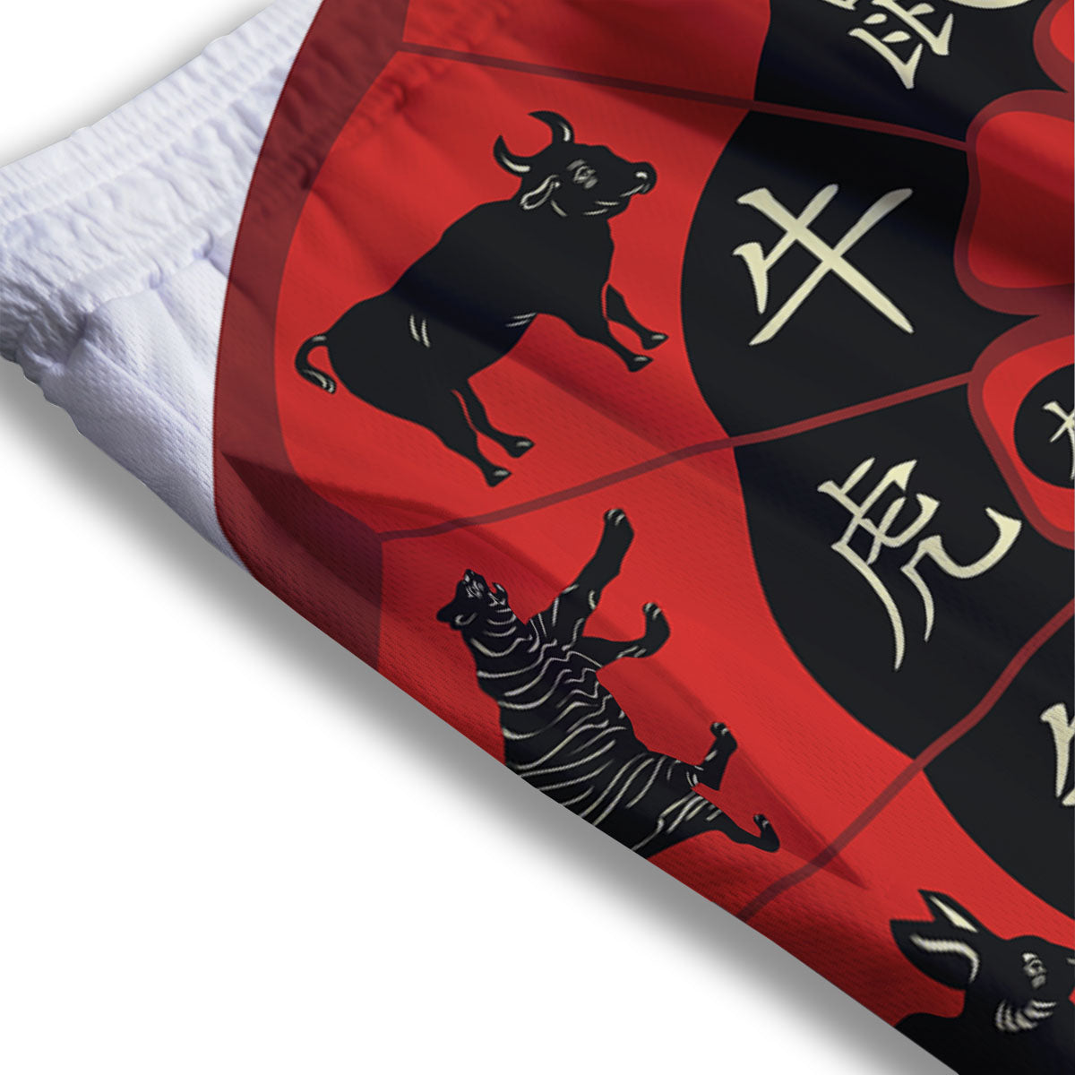Chinese Zodiac Wheel Yin Yang Print Mesh Shorts