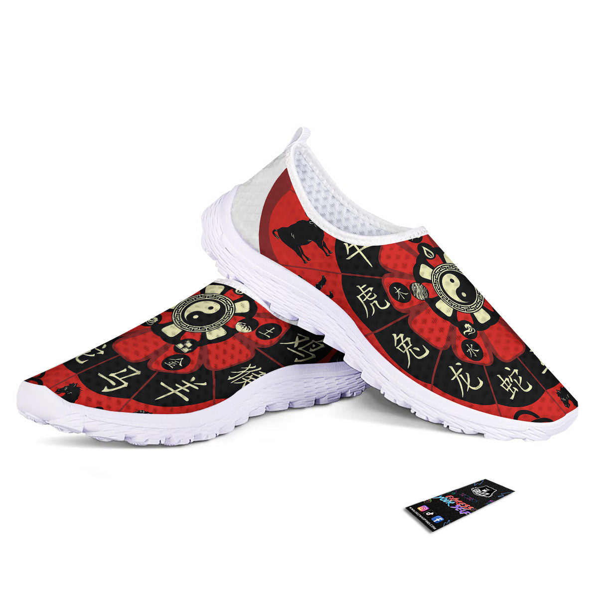 Chinese Zodiac Wheel Yin Yang Print Nurse Shoes-grizzshop