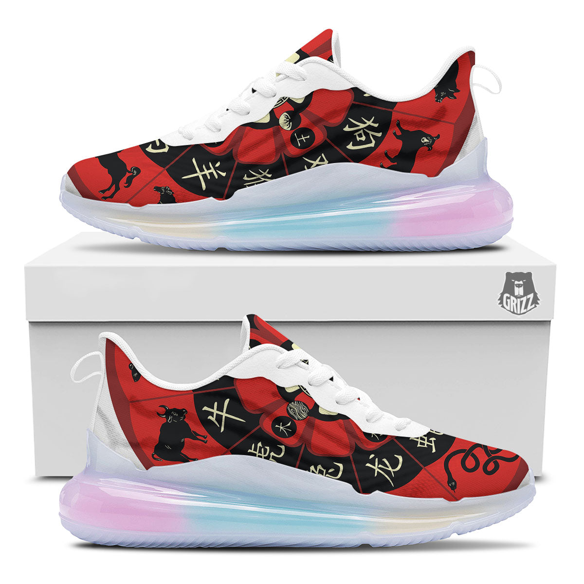 Chinese Zodiac Wheel Yin Yang Print Running Sneakers-grizzshop